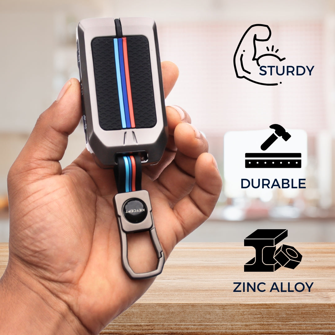 Volvo Metal Alloy Key Cover with Keychain (Type M1)