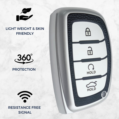 Hyundai TPU Leather Key Cover with Keychain (Type 2)