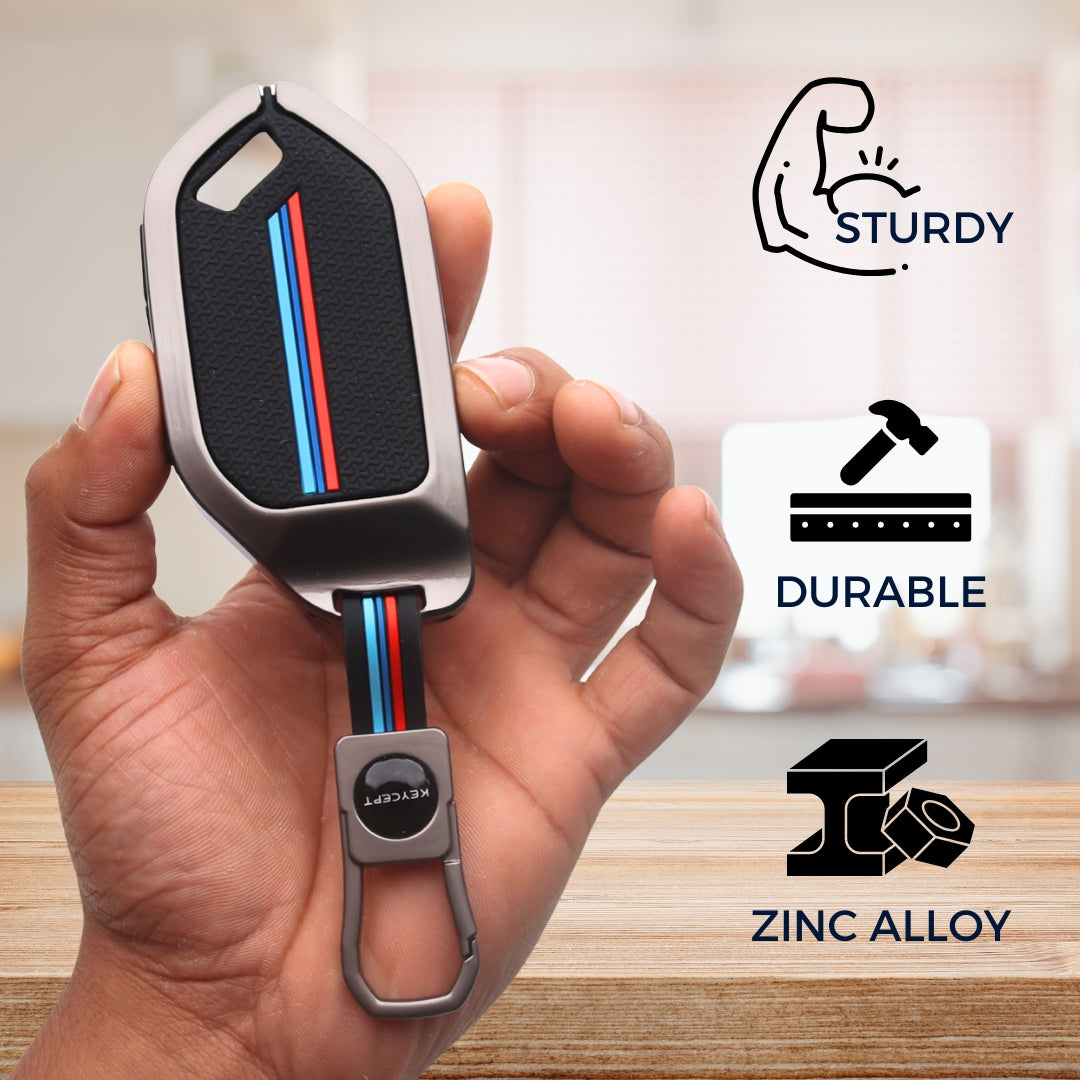 Keycept Metal Alloy Key Cover Compatible with  Kia Syros, EV6, EV9, Carnival, Seltos 2026 - 4 Button Smart Key with Keychain