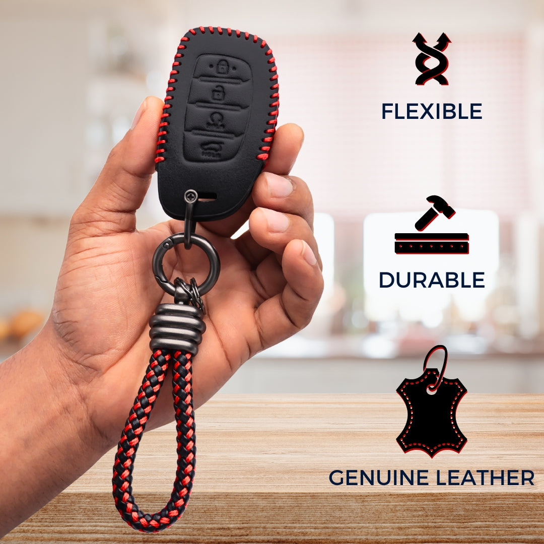 Hyundai Classic Leather Key Cover with Keychain K3