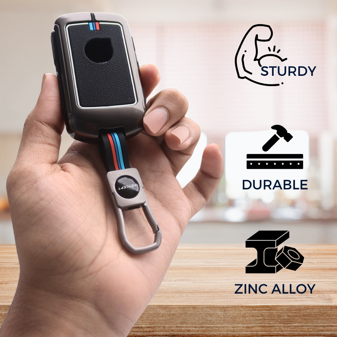Keycept Metal Alloy Car Key Cover for Volvo XC40, XC60, XC90, S60, S90, V60, V90 4 Button Smart Key with Keychain (Type M1)