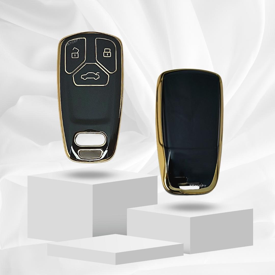 audi a4 a5 a7 a8 3b smart tpu black gold key case keychain