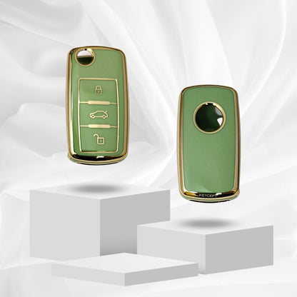 Skoda/ Volkswagen Gold Line TPU Key Cover with Keychain