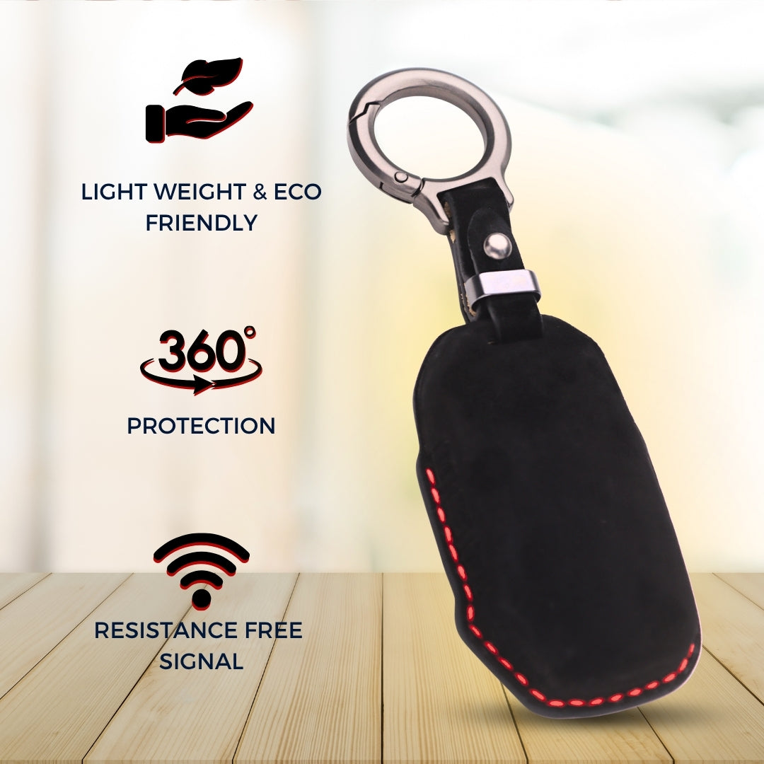 Kia Alcantara Crest Car Key Cover with Keychain (Type K10)