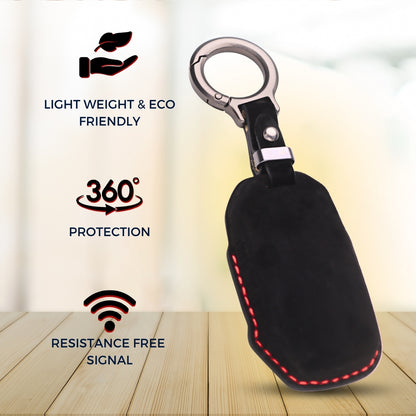 Kia Alcantara Crest Car Key Cover with Keychain (Type K10)