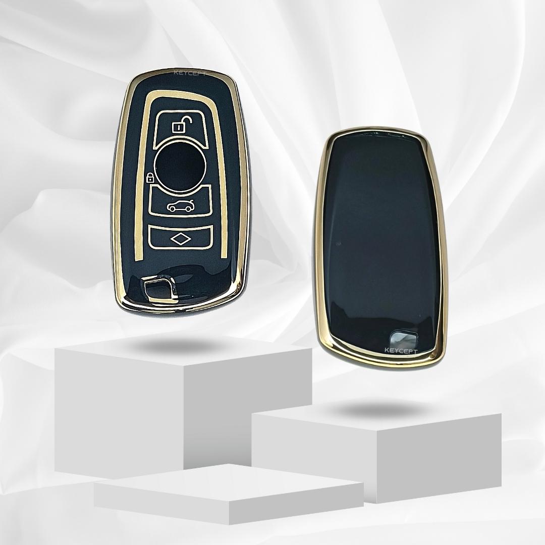 bmw x3 x4 m5 3button smart tpu black gold car key cover keychain