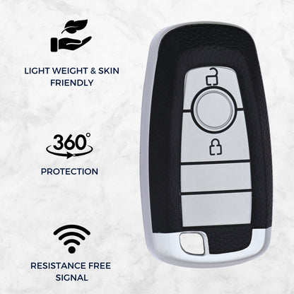 Ford TPU Leather Key Cover With Keychain. (Type K2)