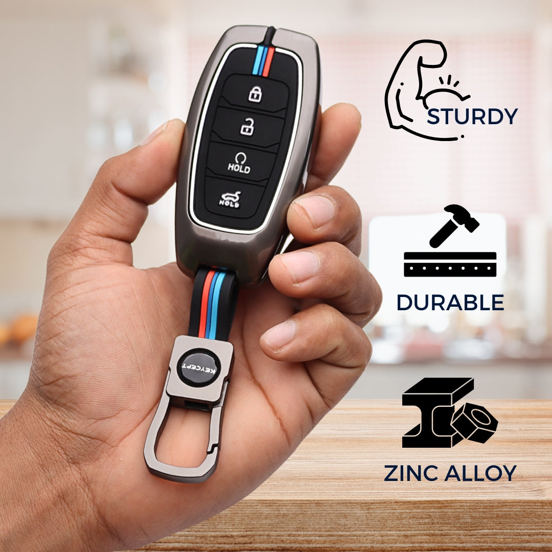 Hyundai Metal Alloy Key Cover with Keychain (Type M1)