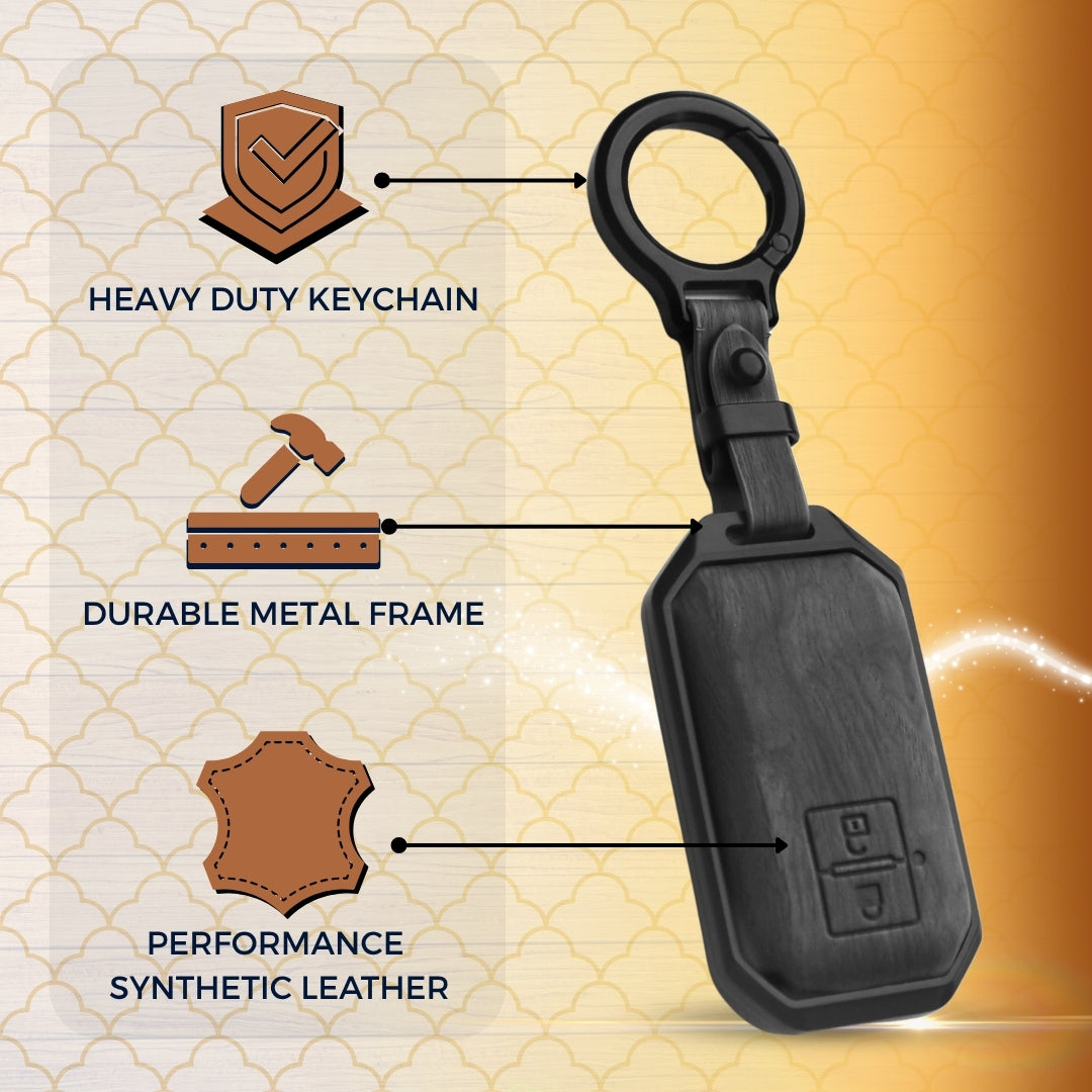 Suzuki Noir Wood Car Key Cover with Keychain (Type M8)