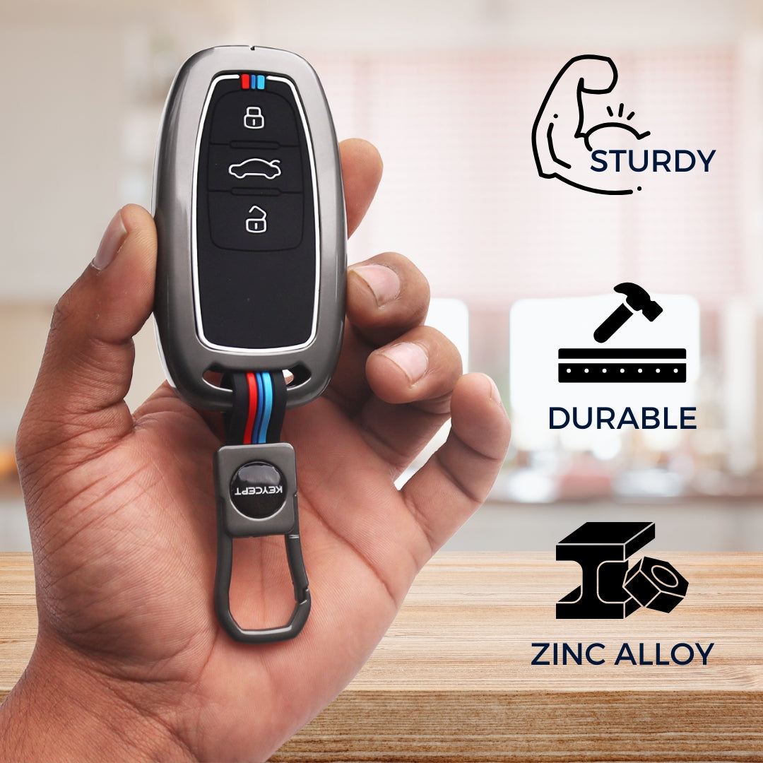 Audi Metal Alloy Key Cover with Keychain (Type M1)