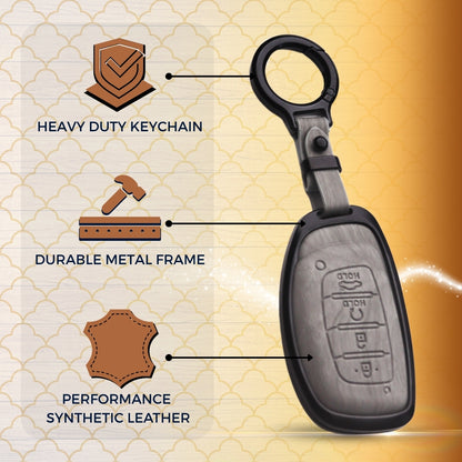Keycept Noir Wood Car Key Cover with Keychain (Type M8)