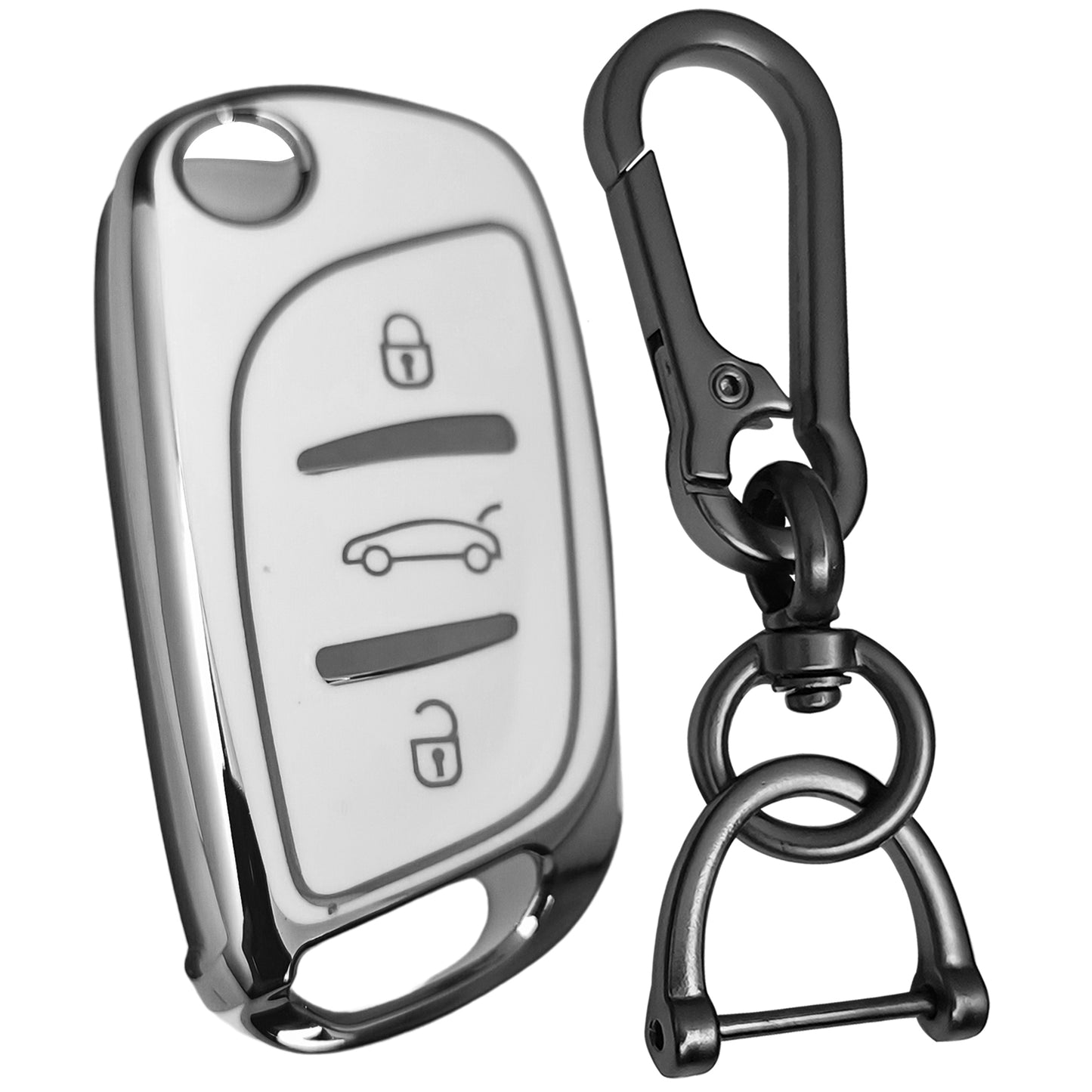 Universal Silver Line TPU Key Cover with Keychain