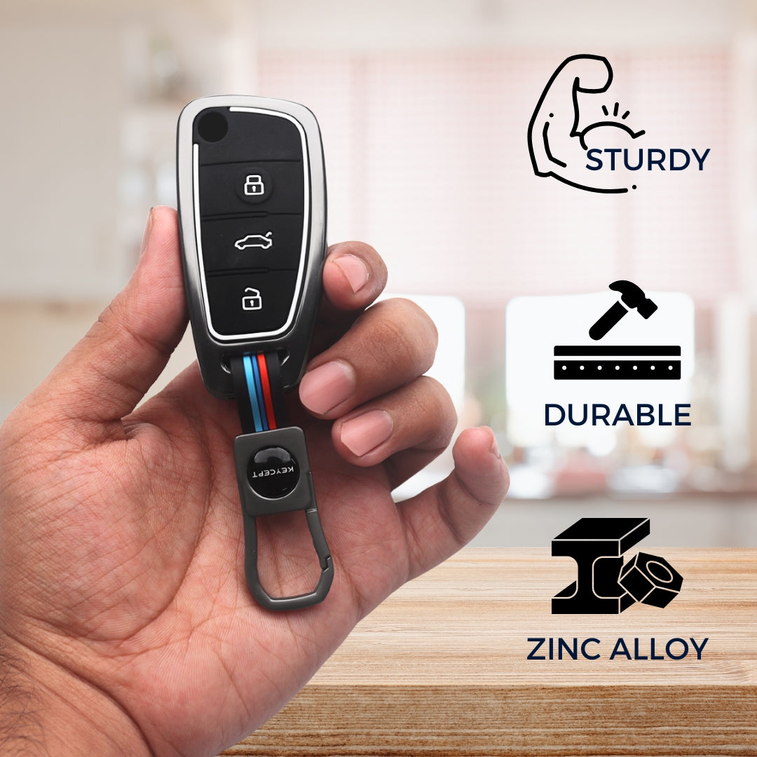 Audi Metal Alloy Key Cover with Keychain (Type M1).