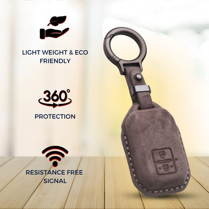 Suzuki Alcantara Crest Car Key Cover with Keychain (Type K10)