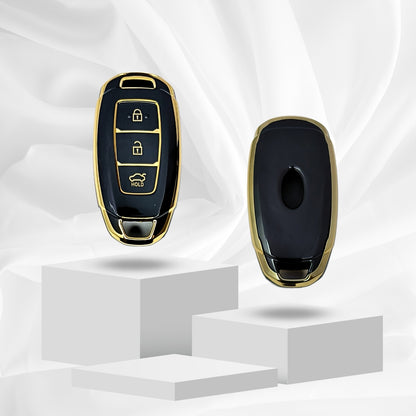 hyundai verna 3b smart tpu black gold key case 