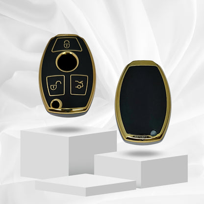 mercedes benz 3b smart tpu black gold key cover keychain