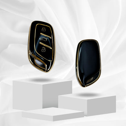 mg astor zs ev smart 3 button tpu black gold key cover case