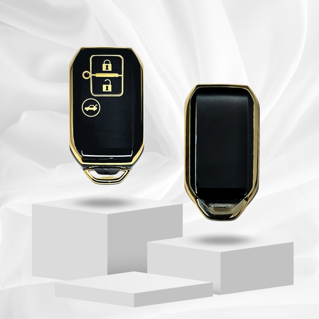 suzuki dzire ertiga swift baleno 3 button smart tpu black gold key cover key accessories
