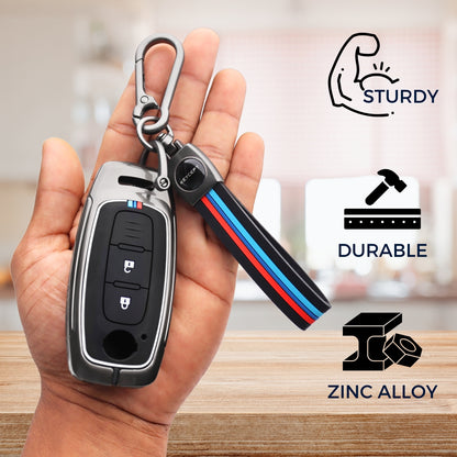 Keycept Metal Alloy Car Key Cover for Nissan Magnite 2 Button Smart key with keychain (Type M2)