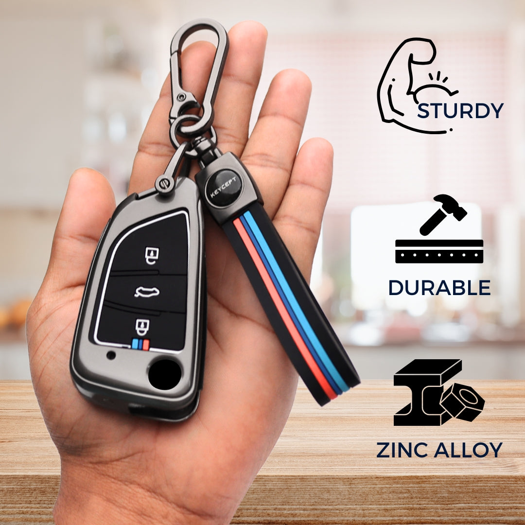 Universal Metal Alloy Key Cover with Keychain (Type M2).