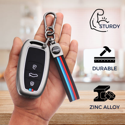 Audi Metal Alloy Key Cover with Keychain (Type M2)