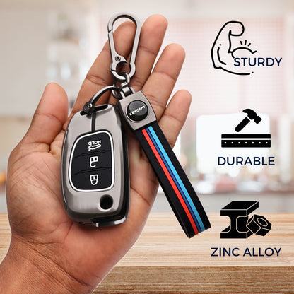 Hyundai Metal Alloy Key Cover with Keychain (Type M2)