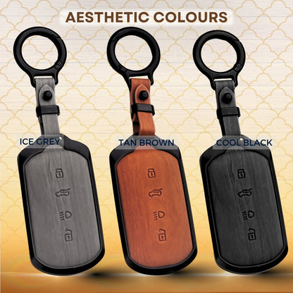 Tata Noir Wood Car Key Cover with Keychain (Type M8)