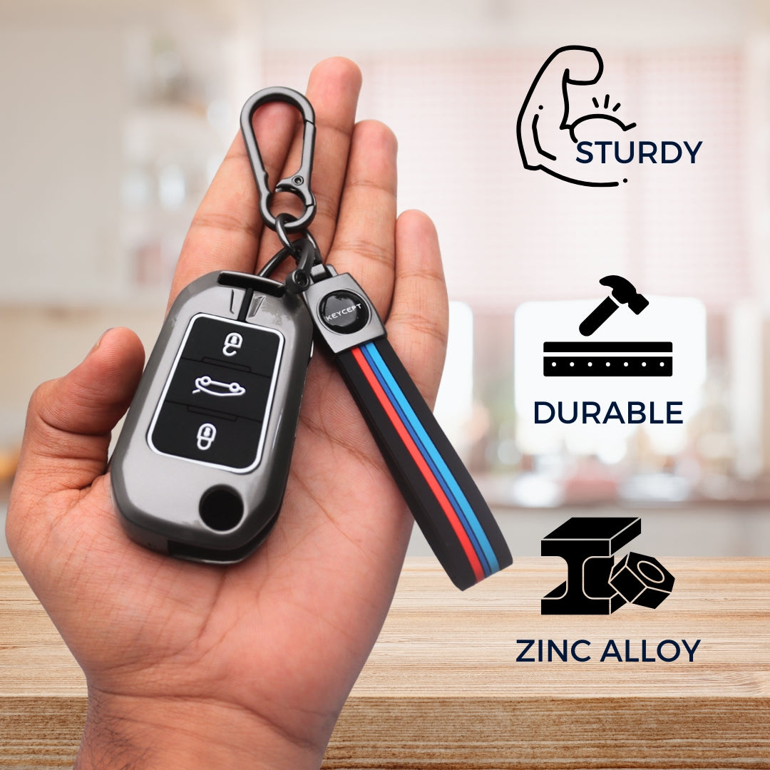 Keycept Metal Silicone car key cover  With Keychain.(Type M2)