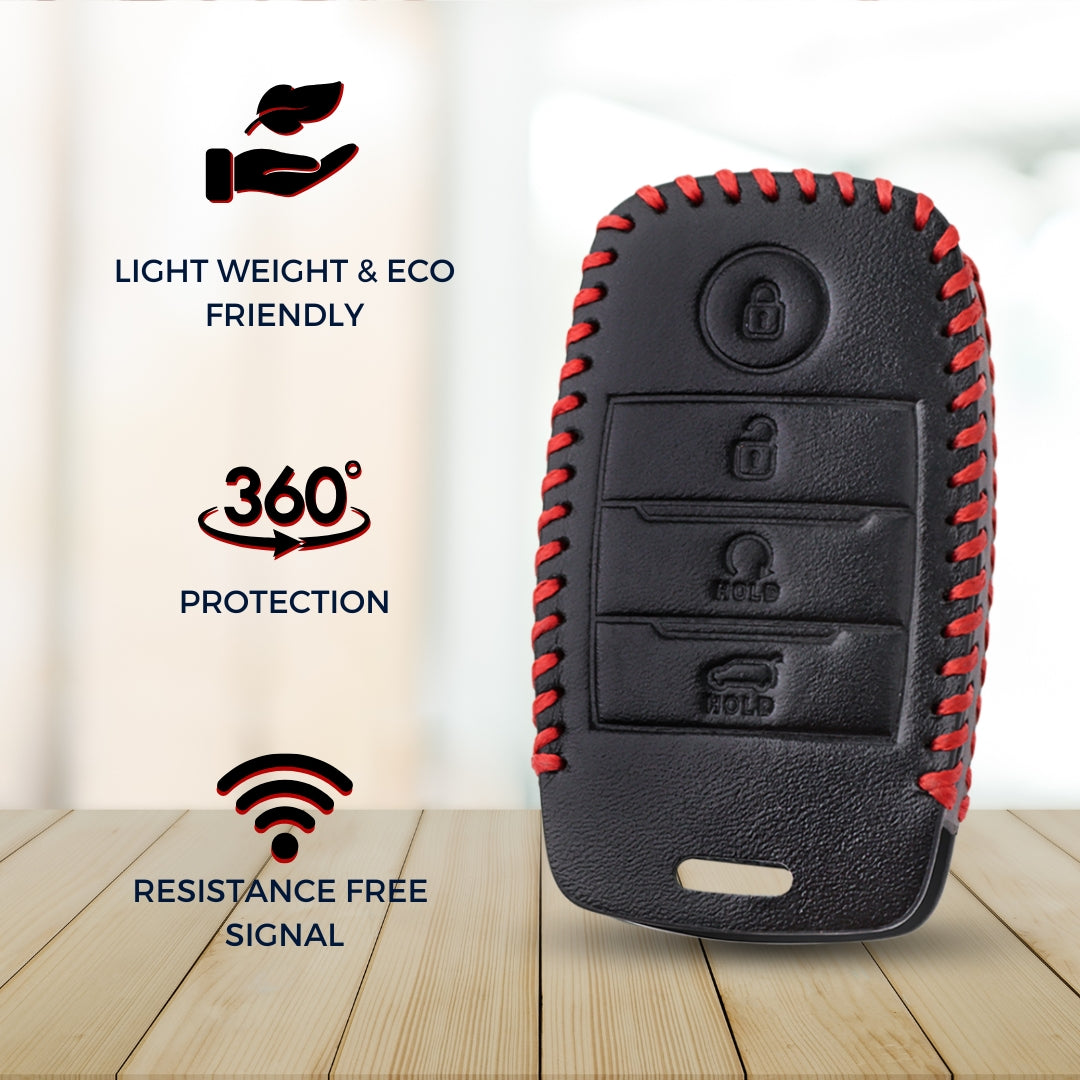 keycept leather key cover seltos sonet carens 4 button smart shell case