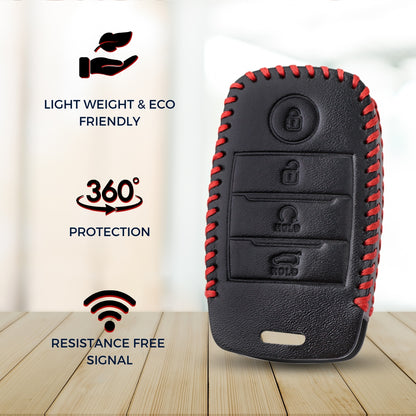 keycept leather key cover seltos sonet carens 4 button smart shell case