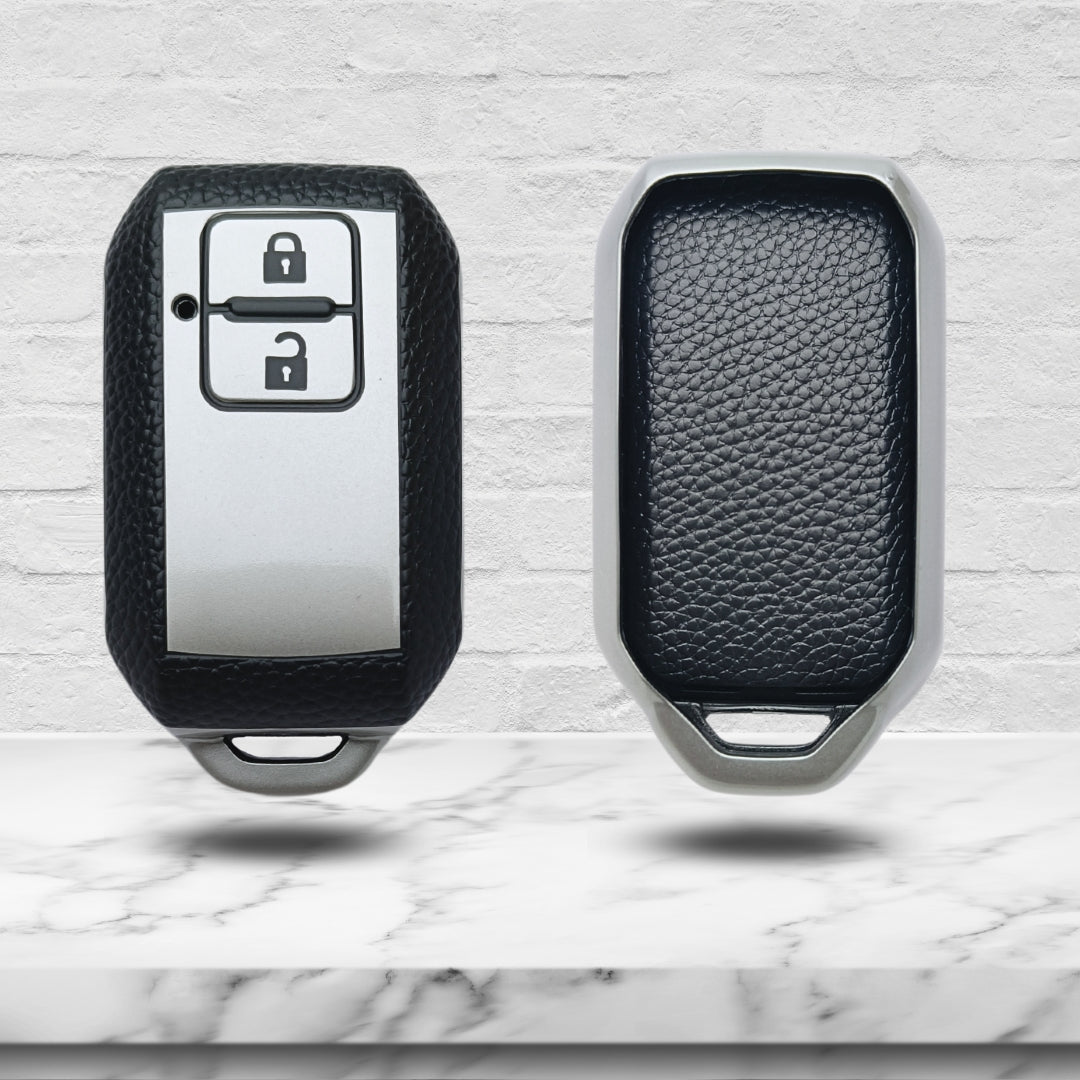 Leather Key Cover Compatible for Suzuki Ertiga | Swift | Dzire | Baleno | Dzire | Ignis | XL6 | S-Cross| Fronx | Celrio |Ciaz | Brezza | Jimny | Grand Vitara  2 Button Smart Key