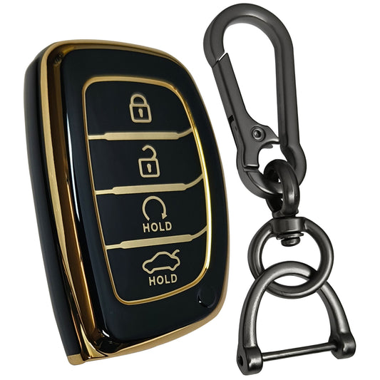 TPU Key Cover Compatible for Hyundai Alcazar and Creta 2021+ 4 Button Smart key with Keychain 1