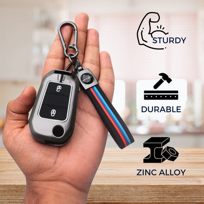 Citroen Metal Silicone Key Cover with Keychain(Type M2)
