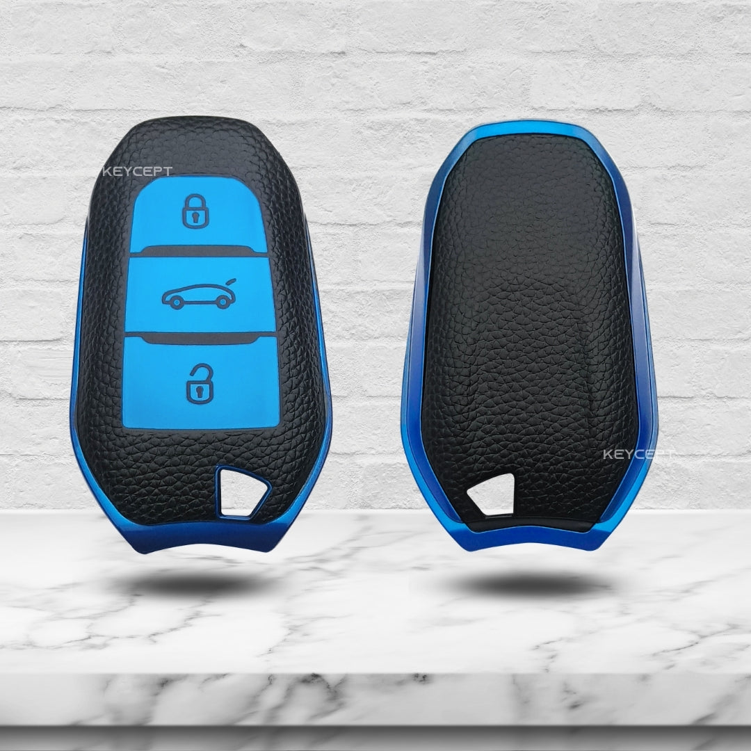 Citroen TPU Leather Key Cover with Keychain. (Type 1)