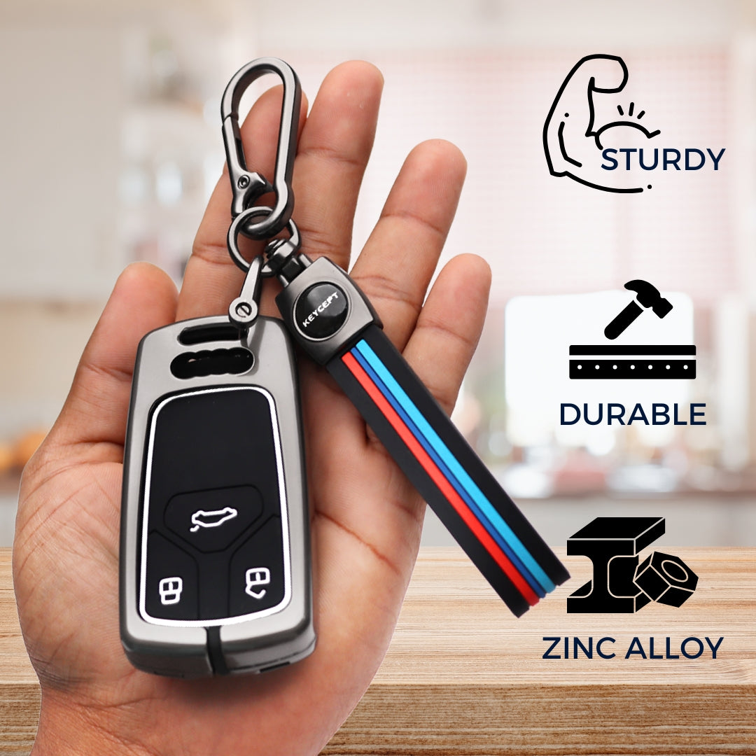 Audi Metal Alloy Key Cover with Keychain (Type M2).