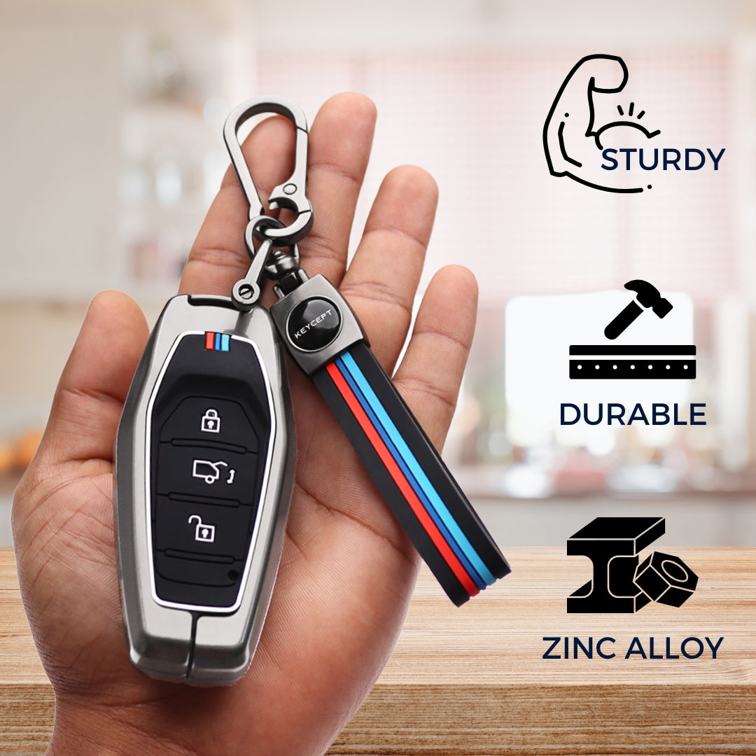 Mahindra Metal Alloy Key Cover with Keychain (Type M2)