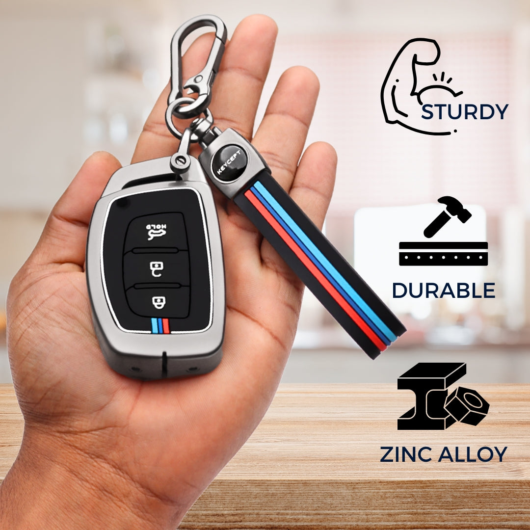 Hyundai Metal Alloy Key Cover with Keychain (Type M2)
