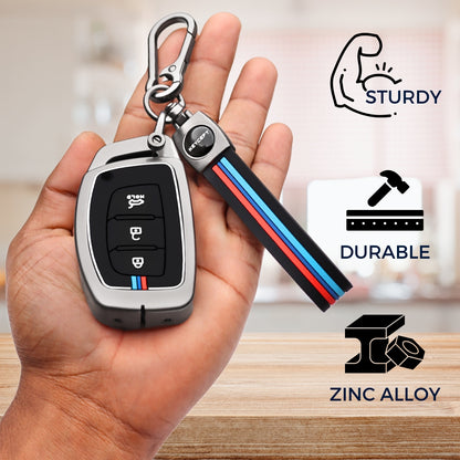 Hyundai Metal Alloy Key Cover with Keychain (Type M2)