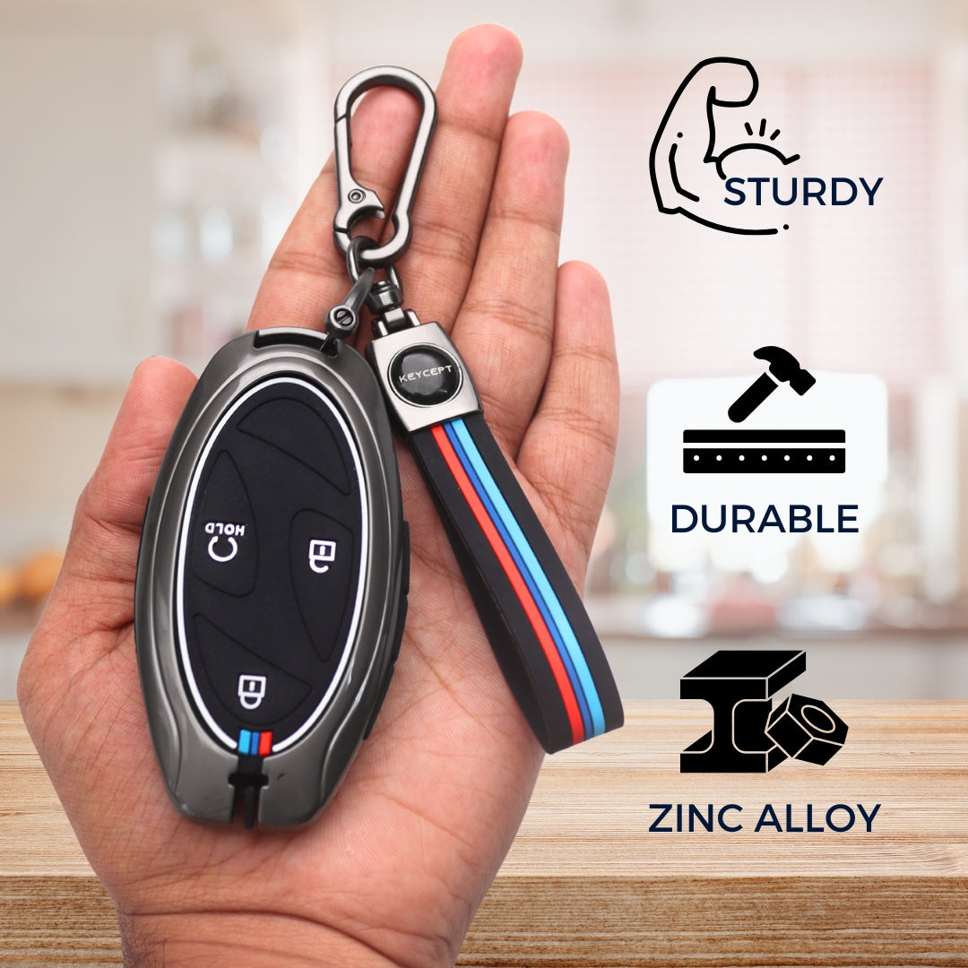 Hyundai Metal Alloy Key Cover with keychain (Type M2)