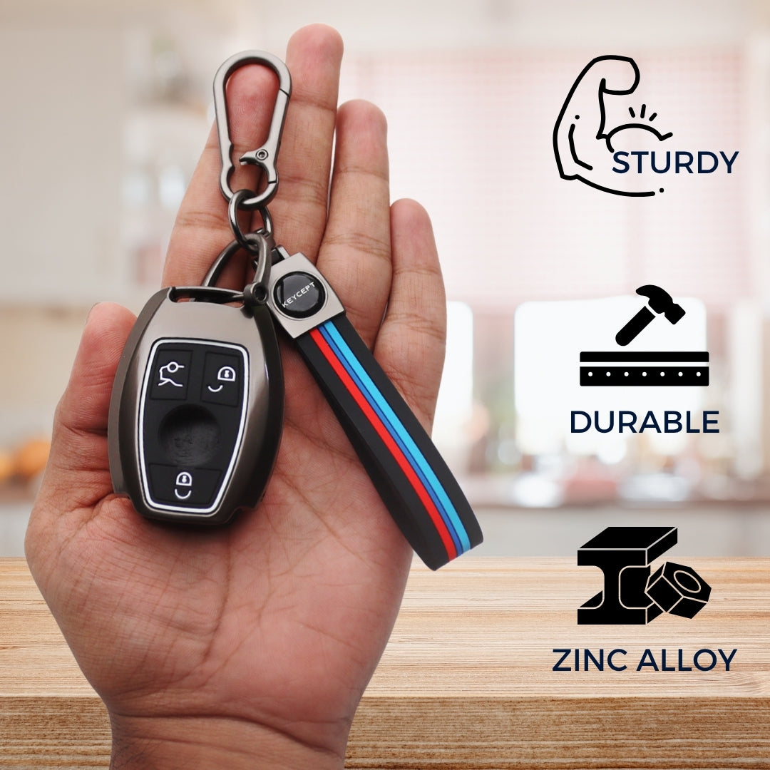 Mercedes Benz Metal Key Cover with Keychain (Type M2)