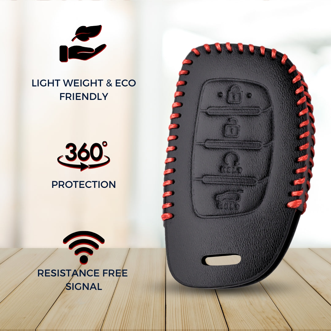 Hyundai Classic Leather Key Cover with Keychain K3