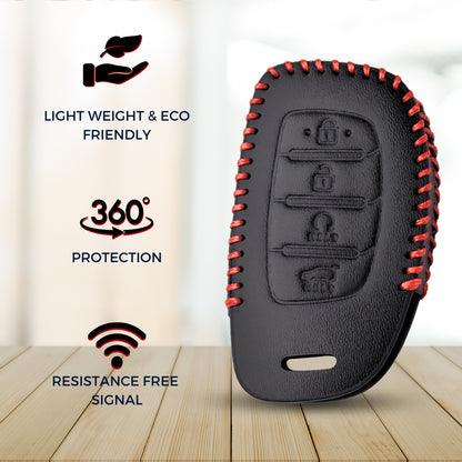 Hyundai Classic Leather Key Cover with Keychain K3