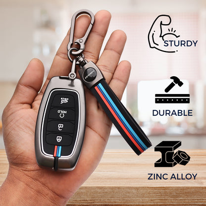 Hyundai Metal Car Key Cover with Keychain (Type M2).