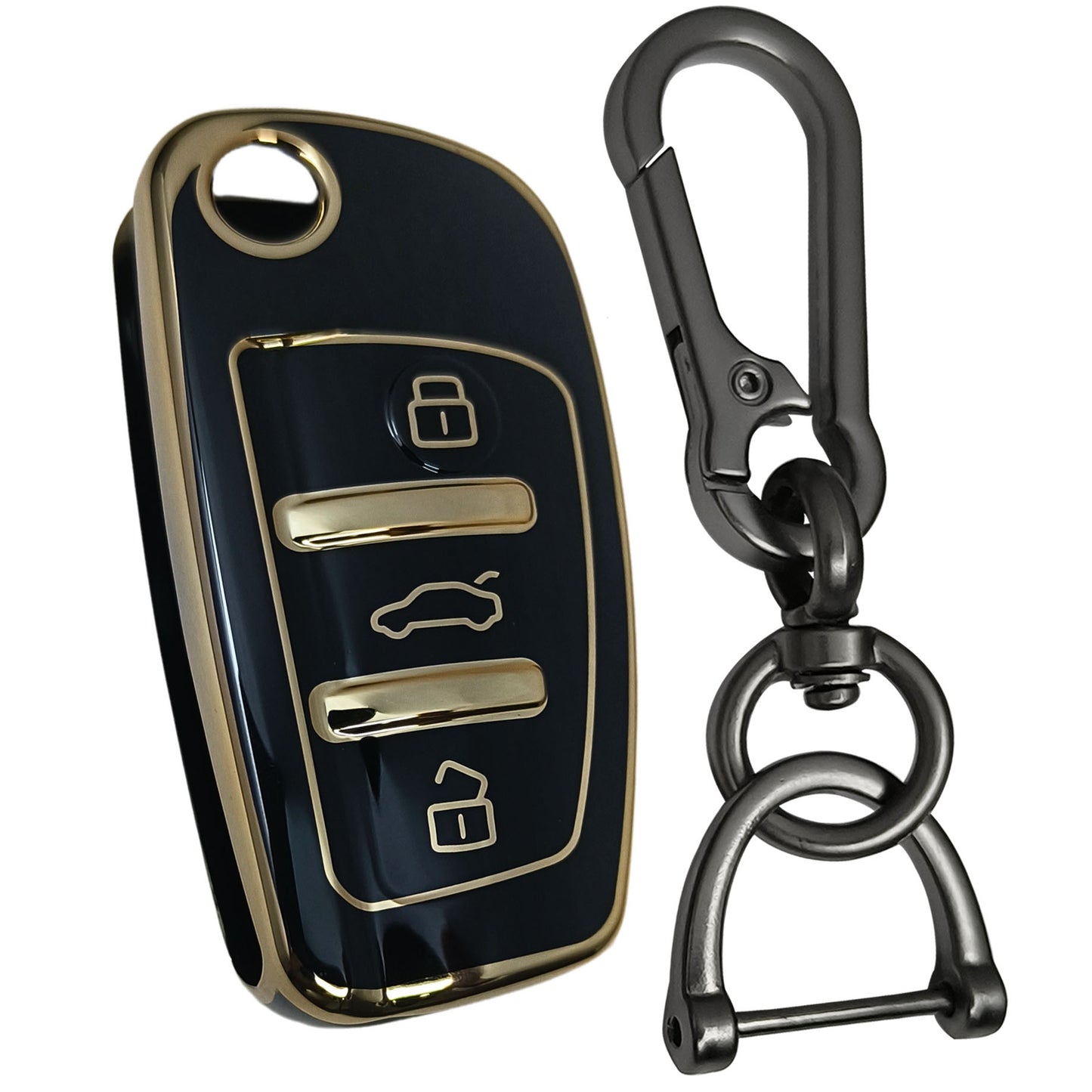 audi a1 a3 a6 q2 3b flip tpu black gold car key cover case accessories keychain