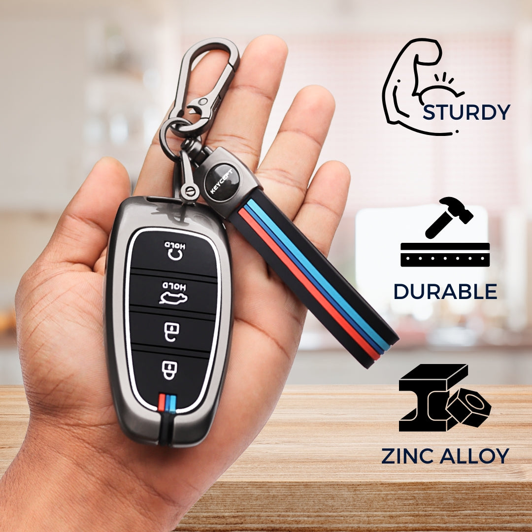 Hyundai Metal Alloy Key Cover with Keychain (Type M2).