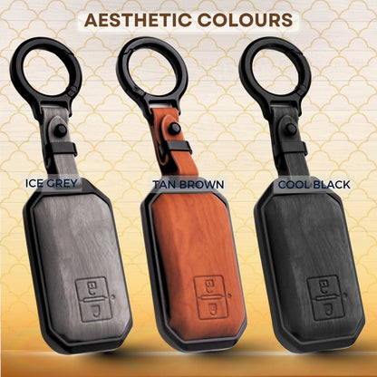 Suzuki Noir Wood Car Key Cover with Keychain (Type M8)