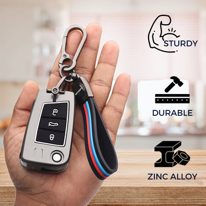 Skoda/ VW Metal Alloy Key Cover with Keychain (Type M2)