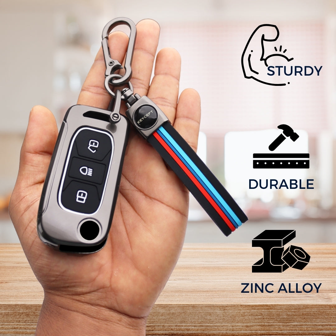 Tata Metal Alloy Key Cover with Keychain (Type M2)