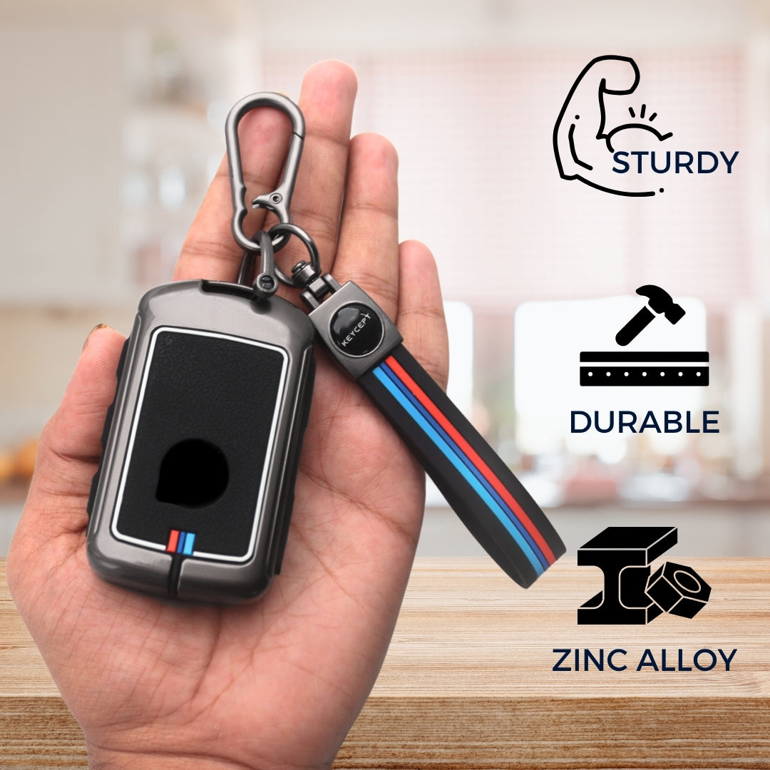 Keycept Metal Alloy Car Key Cover for Volvo XC40, XC60, XC90, S60, S90, V60, V90 4 Button Smart Key with Keychain (Type M2)
