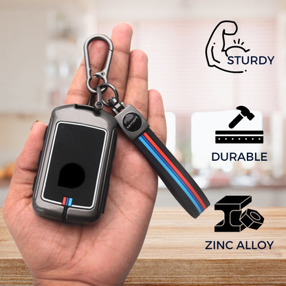 Keycept Metal Alloy Car Key Cover for Volvo XC40, XC60, XC90, S60, S90, V60, V90 4 Button Smart Key with Keychain (Type M2)